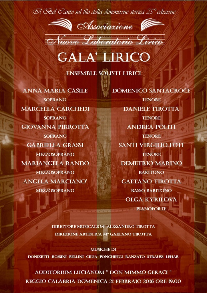 galà lirico 21 febbraio 2016